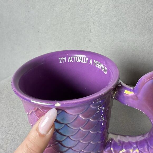 Let’s Be Mermaids Purple Tail Mug Shimmer Scales Coffee Tea Mug - Picture 8 of 9
